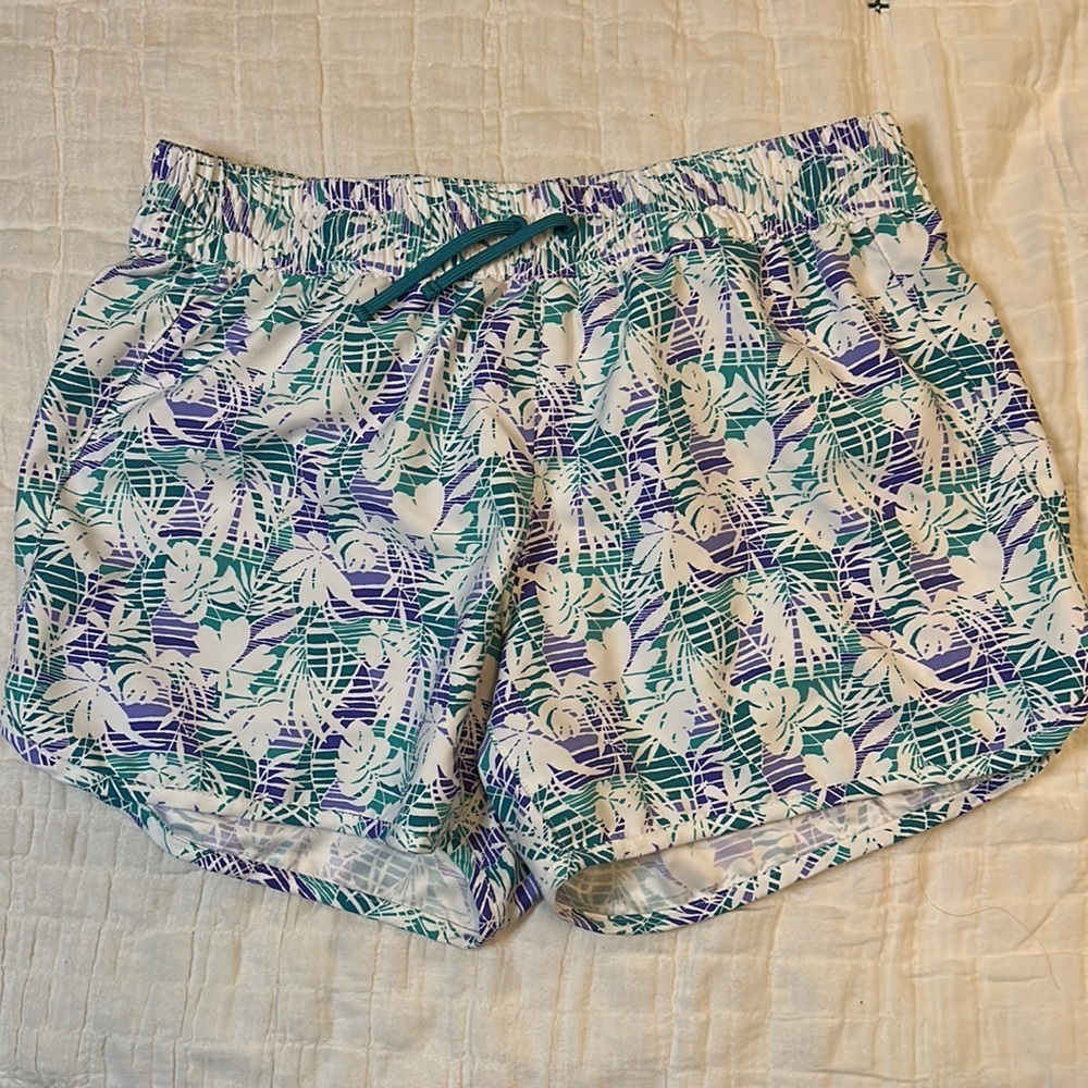 Columbia Women Athletic Turquoise Purple Shorts Size Medium
